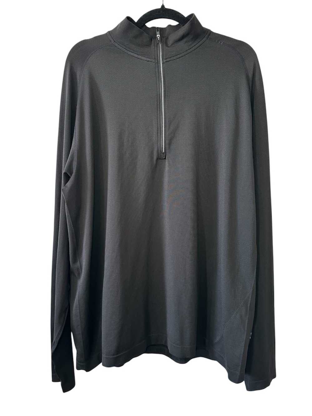 Lululemon Men’s Black Metal Vent Tech Midweight Half Zip Long Sleeve Shirt- XXL